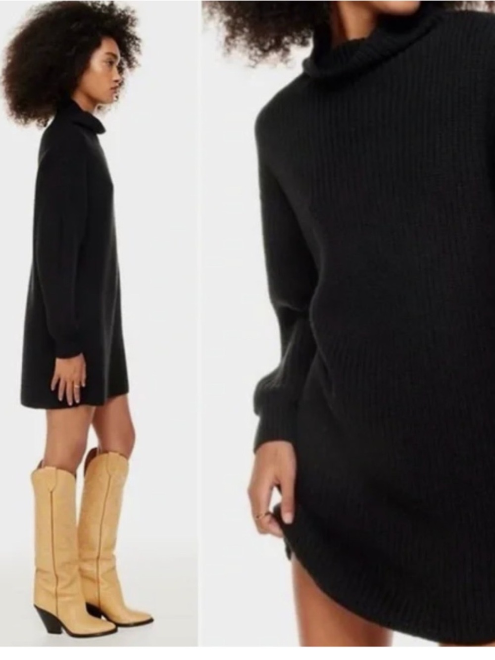 Wilfred Black Ribbed Turtleneck Sweater Dress